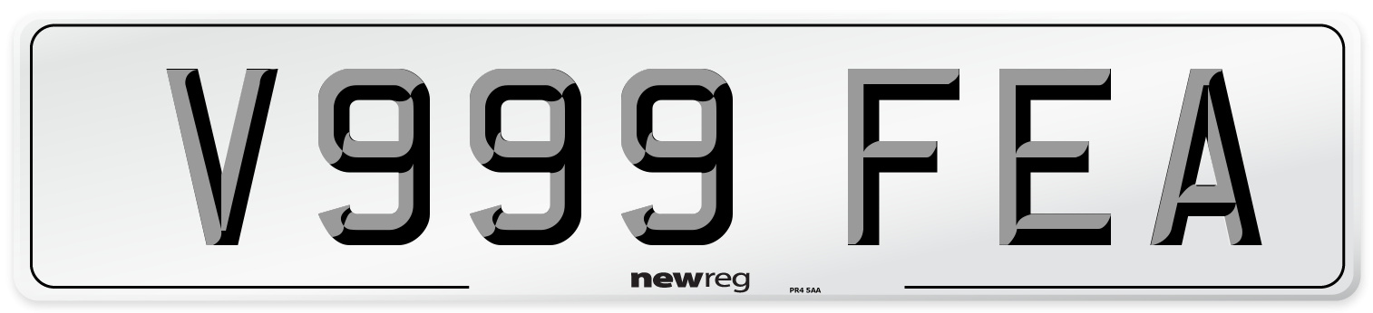 V999 FEA Number Plate from New Reg